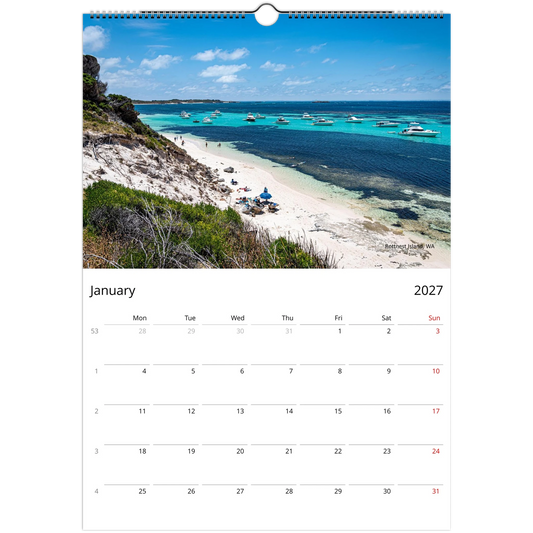 2027 Australian Beaches Wall Calendar - monthly spread with beach photography