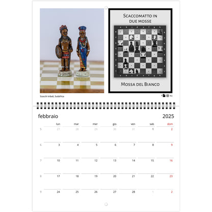 2025 Chess Wall Calendar by Istvan Maar Photography featuring stunning global chess set images and challenging puzzles.