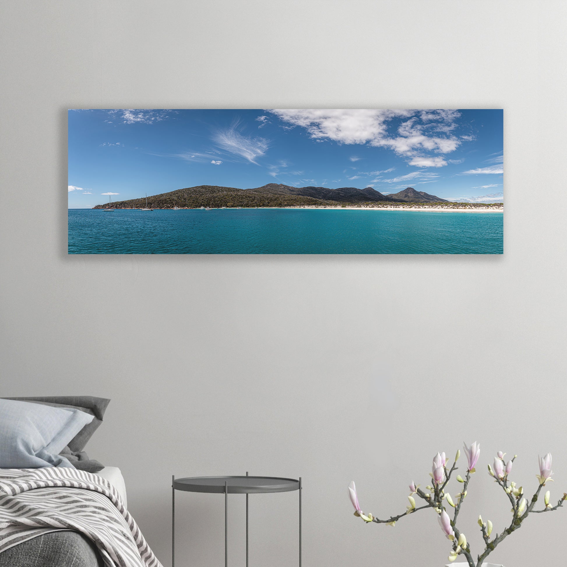 Stretched canvas taken on sunny Wineglass Bay , Tasmania by Istvan Maar Photography.