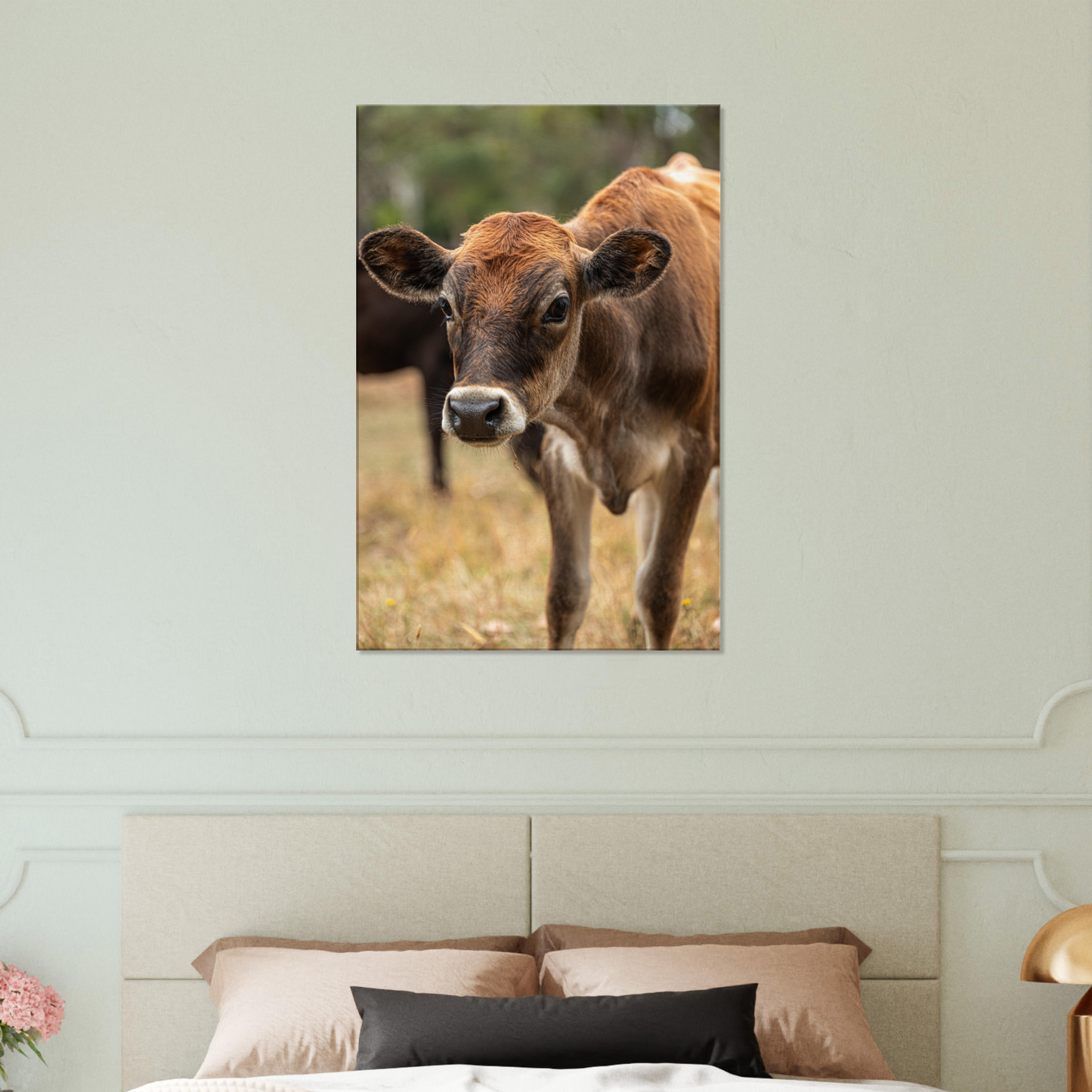 Cute calf Domestic Animal Canvas Wall Art Photography, Nursery Print, Nursery Animal Wall Decor, Kids Room, Prints, Stretched canvas by Istvan Maar Photography mockup 63