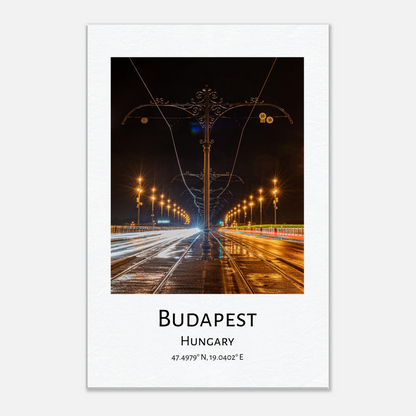 Personalised Budapest Travel Canvas - Margaret Bridge by night by Istvan Maar Photography - close-up