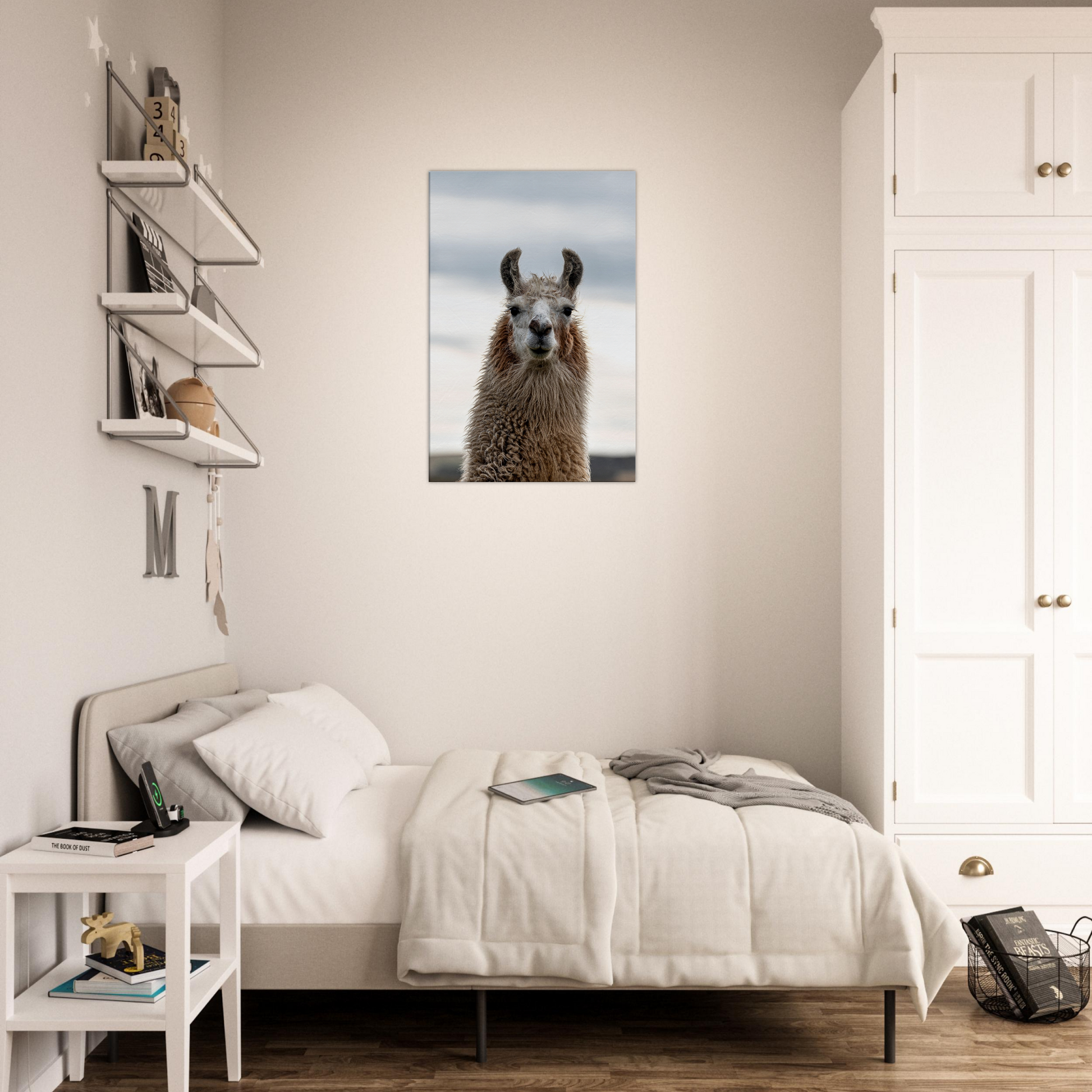 Llama Domestic Farm Animal Canvas Wall Art Photography, Nursery Print, Nursery Animal Wall Decor, Kids Room, Prints, Stretched canvas by Istvan Maar Photography mockup 17