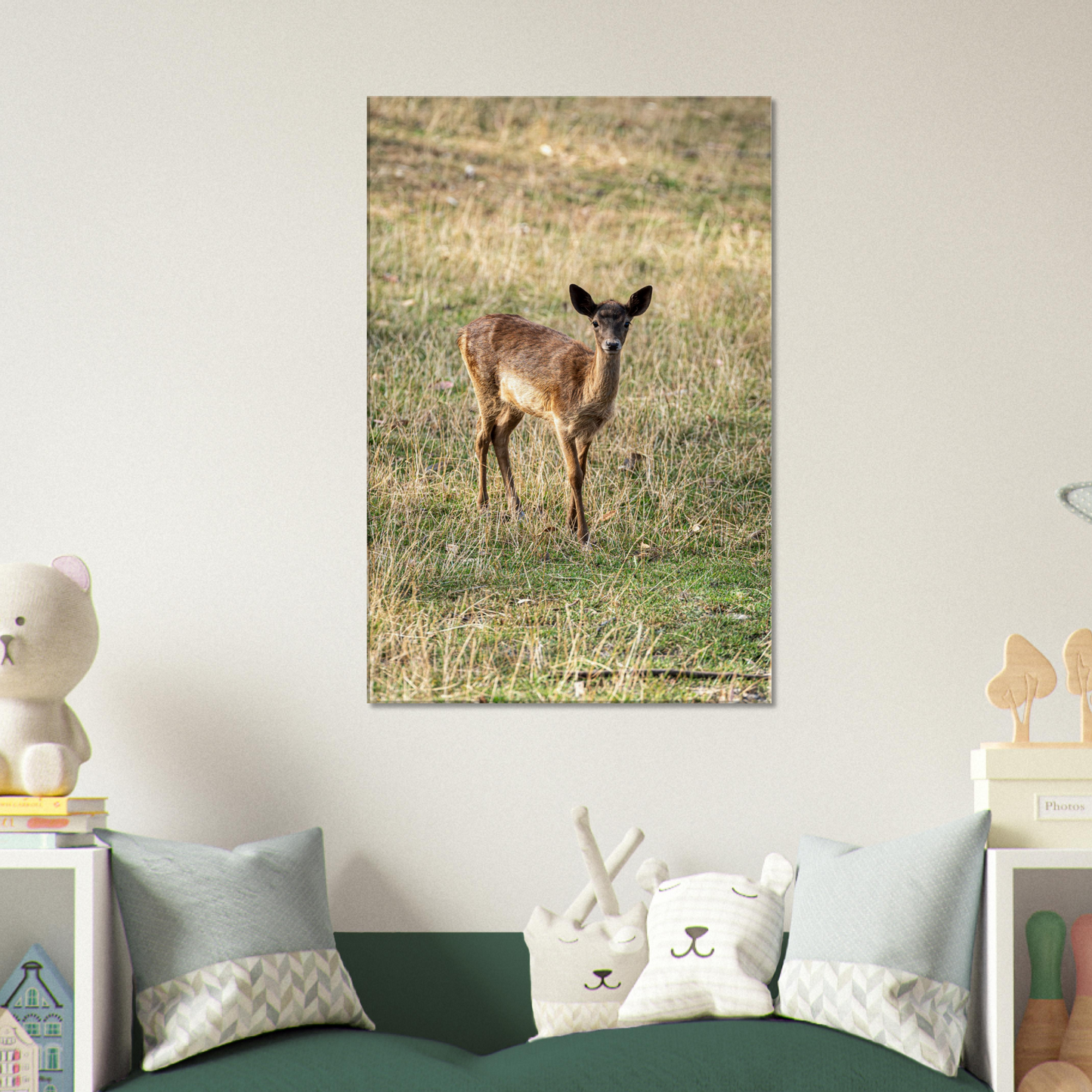 	
Deer Wildlife Animals Art Nursery Photography Wall Decor Kids Room Poster Playroom Artwork Stag Stretched Canvas 140