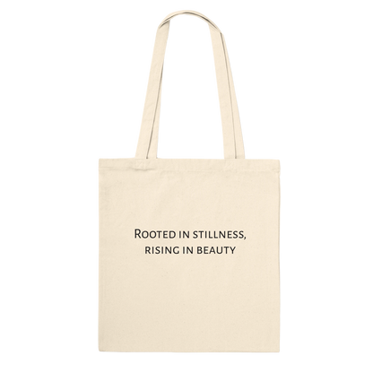 Water Lily Tote Bag – Classic Natural – Blue Lotus Canvas Tote Lifestyle View