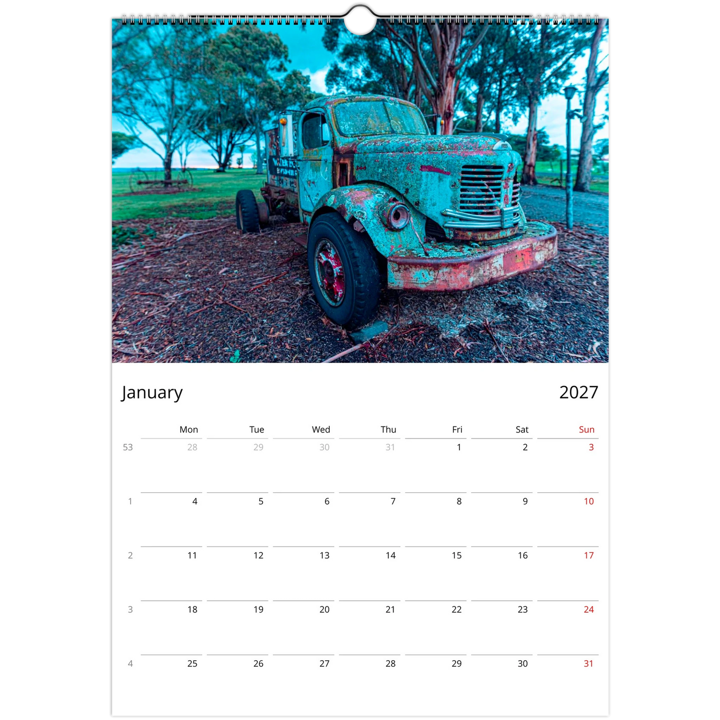 Rusty and Beauty Cars Wall Calendar – photography detail of rusty and restored classic cars