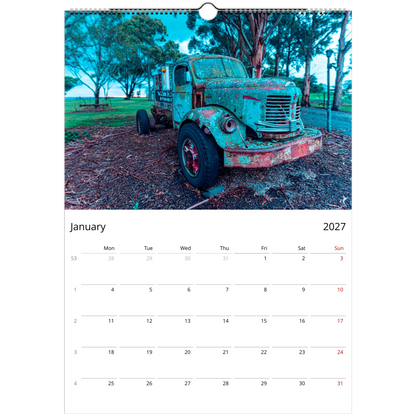 Rusty and Beauty Cars Wall Calendar – photography detail of rusty and restored classic cars