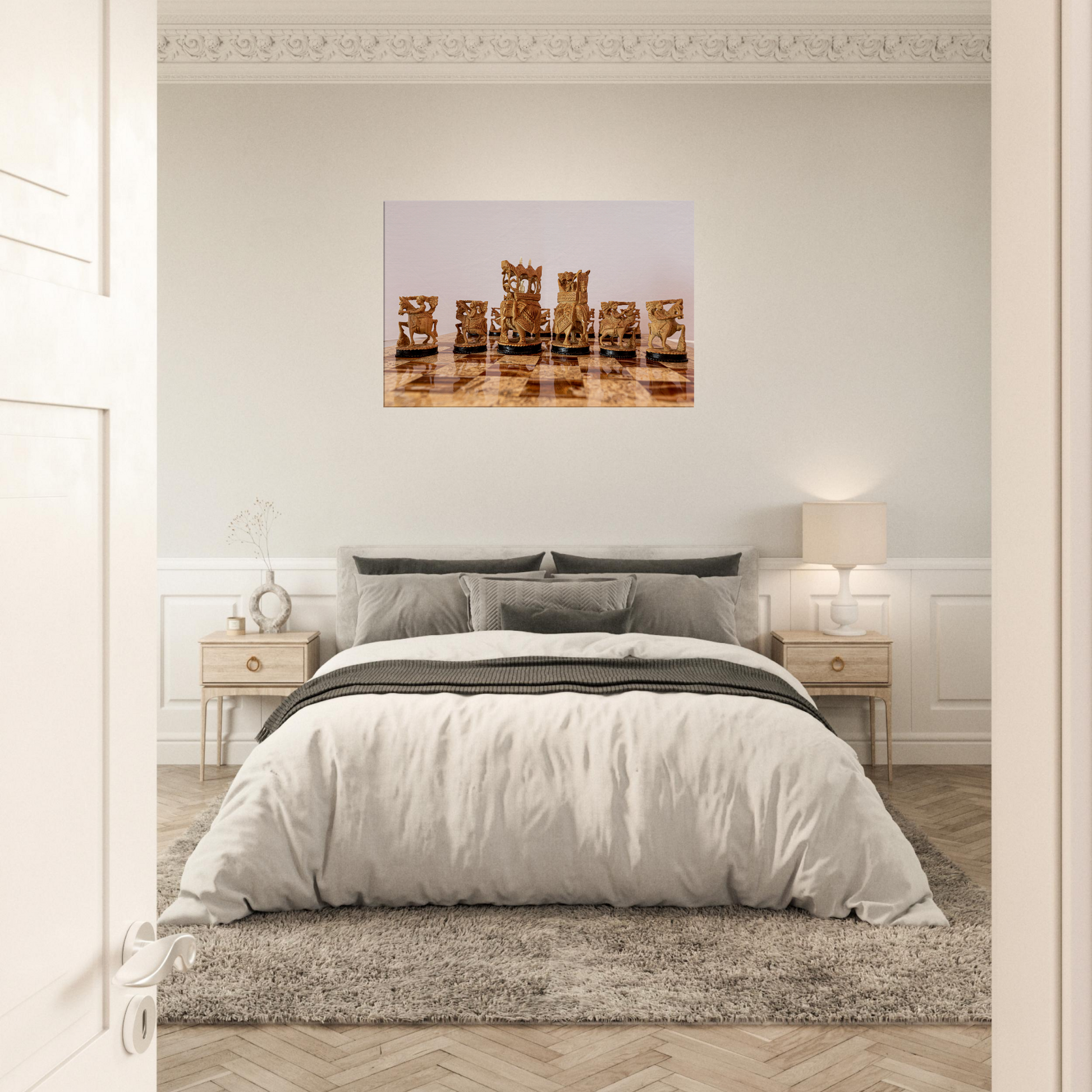 Sandalwood Rajasthan Style Chess Canvas by Istvan Maar Photography - in bedroom