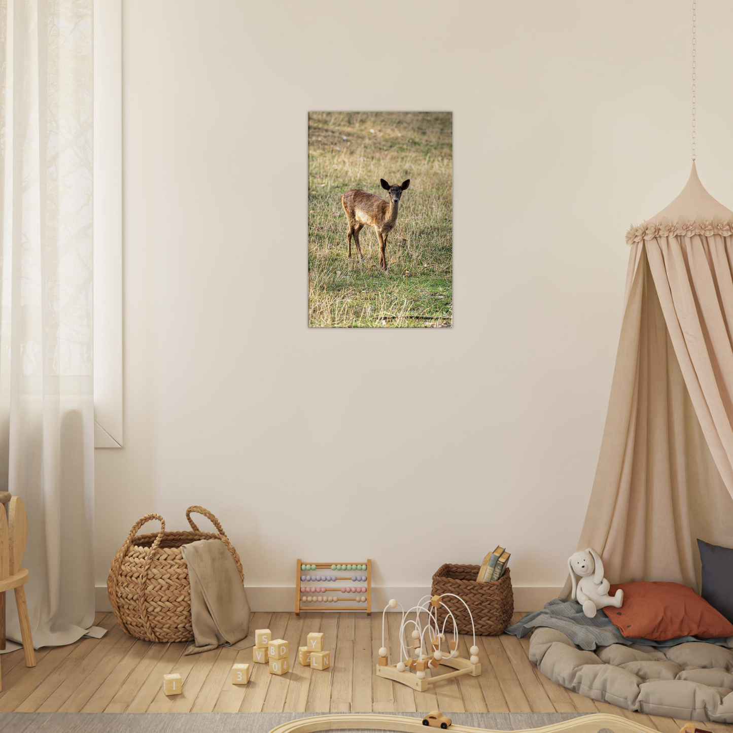 	
Deer Wildlife Animals Art Nursery Photography Wall Decor Kids Room Poster Playroom Artwork Stag Stretched Canvas 139