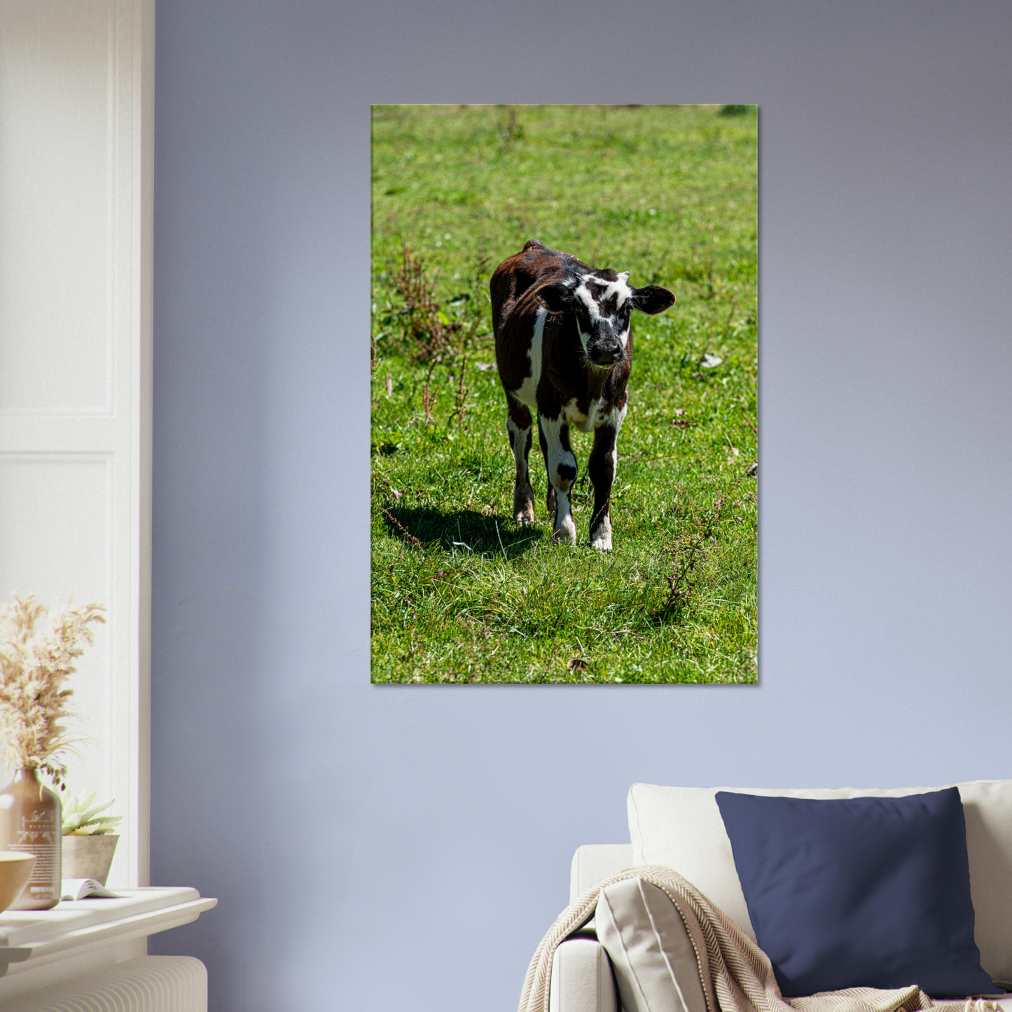 Cute calf Domestic Animal Canvas Wall Art Photography, Nursery Print, Nursery Animal Wall Decor, Kids Room, Prints, Stretched canvas by Istvan Maar Photography mockup 42