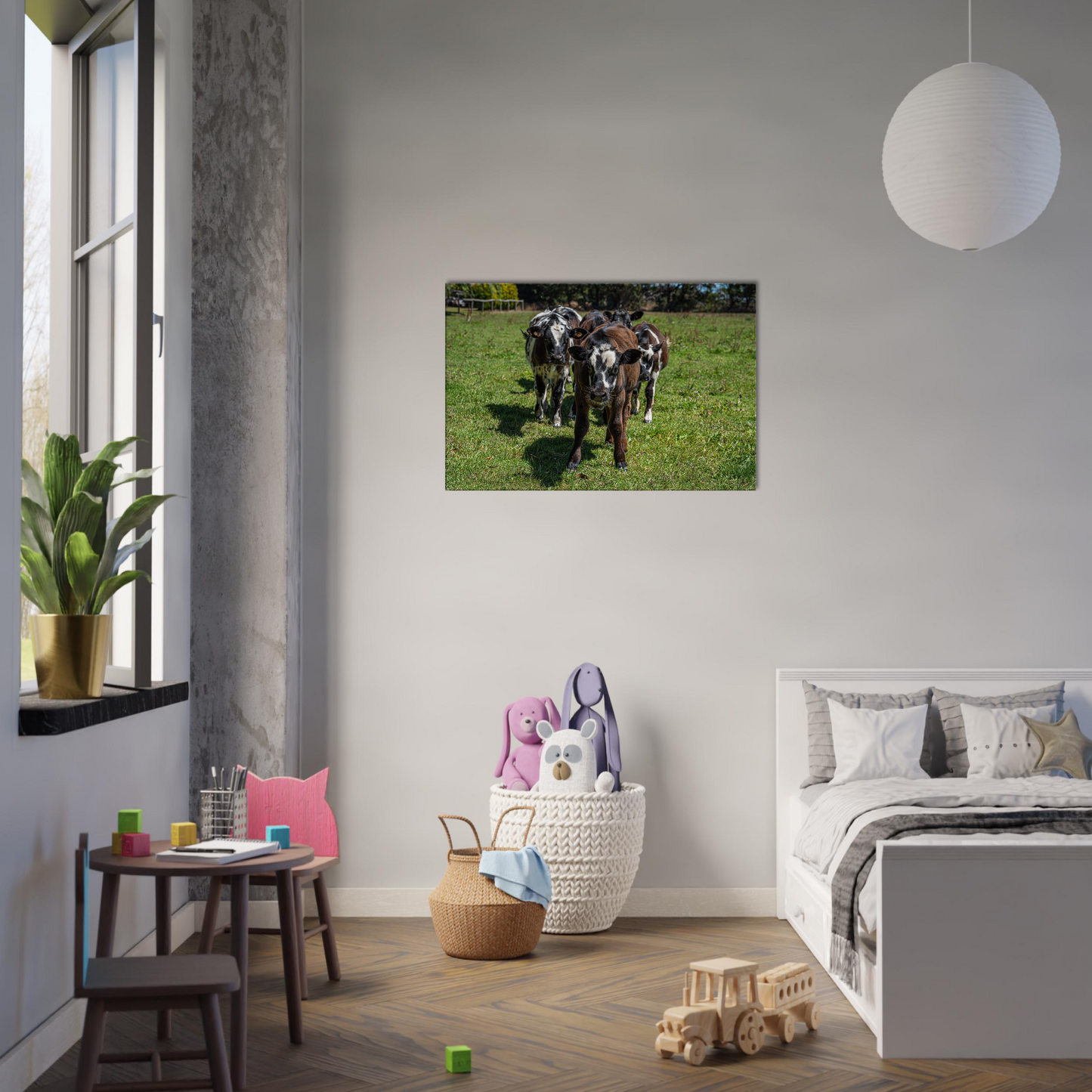 Calves Domestic Animal Canvas Wall Art Photography, Nursery Print, Nursery Animal Wall Decor, Kids Room, Prints, Stretched canvas by Istvan Maar Photography mockup 03