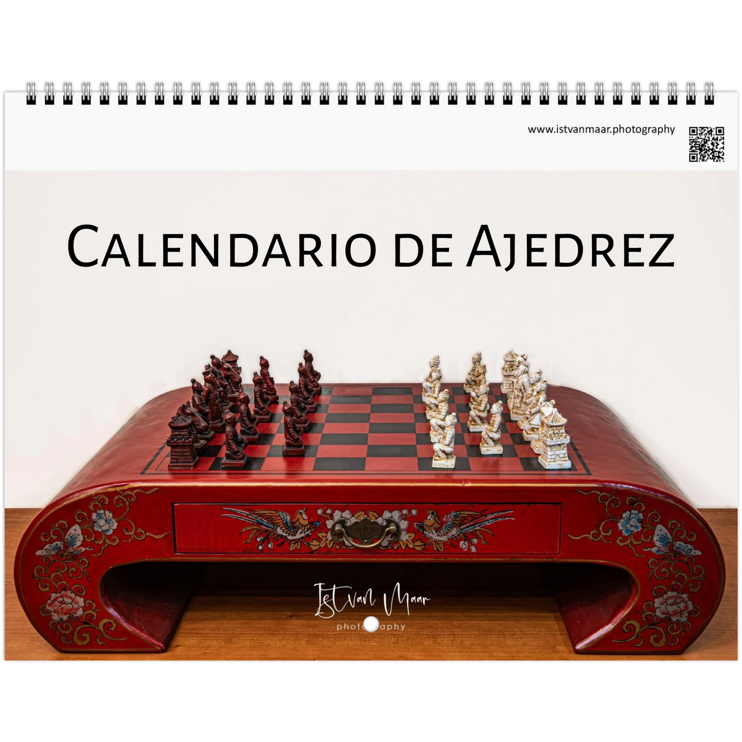 2027 Chess Wall Calendar interior page — ornate porcelain chess set