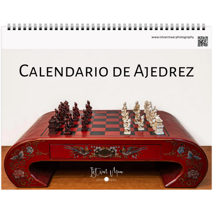 2027 Chess Wall Calendar interior page — ornate porcelain chess set