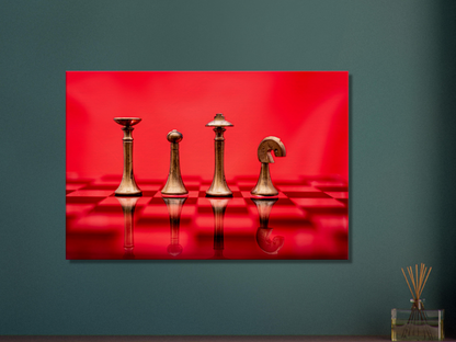 Minimalist Chess Set with red background Canvas by Istvan Maar Photography - feature wall décor