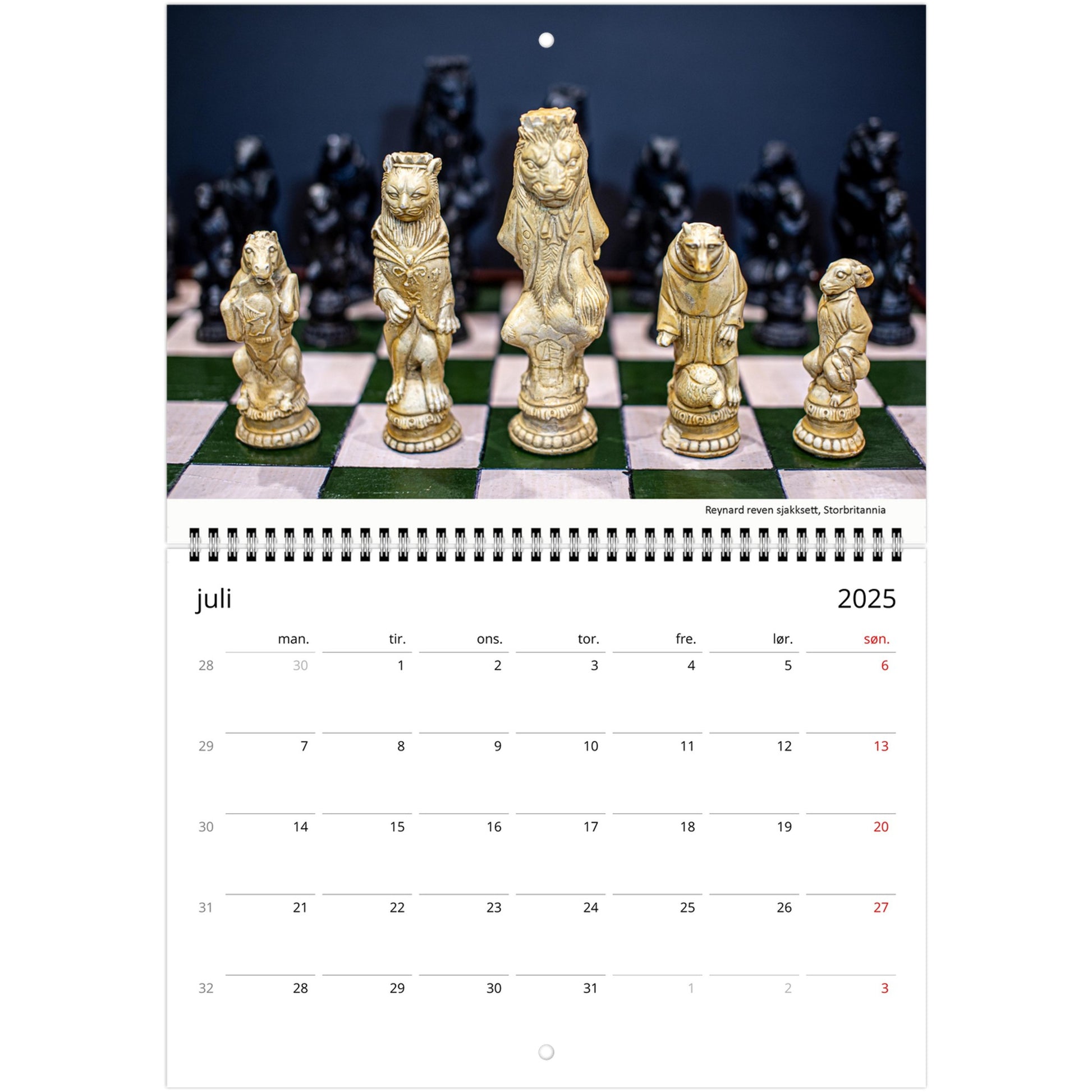 2025 Chess Wall Calendar by Istvan Maar Photography featuring intricate chess sets.