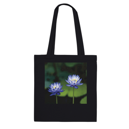 Water Lilies Tote Bag – Premium Black – Blue Lotus Fine Art Photography by Istvan Maar