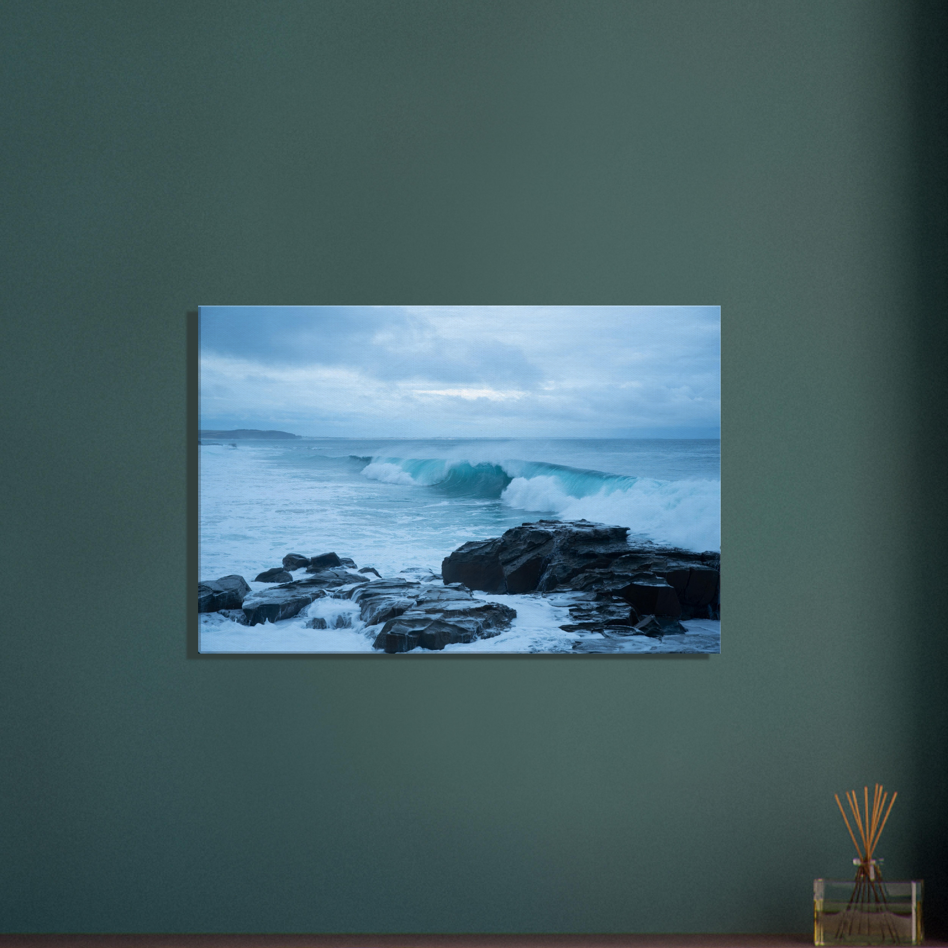 Cadillac Canyon waves and rock canvas by Istvan Maar Photography - on olive wall