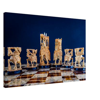 Sandalwood Rajasthan Style Chess Canvas by Istvan Maar Photography - by-side