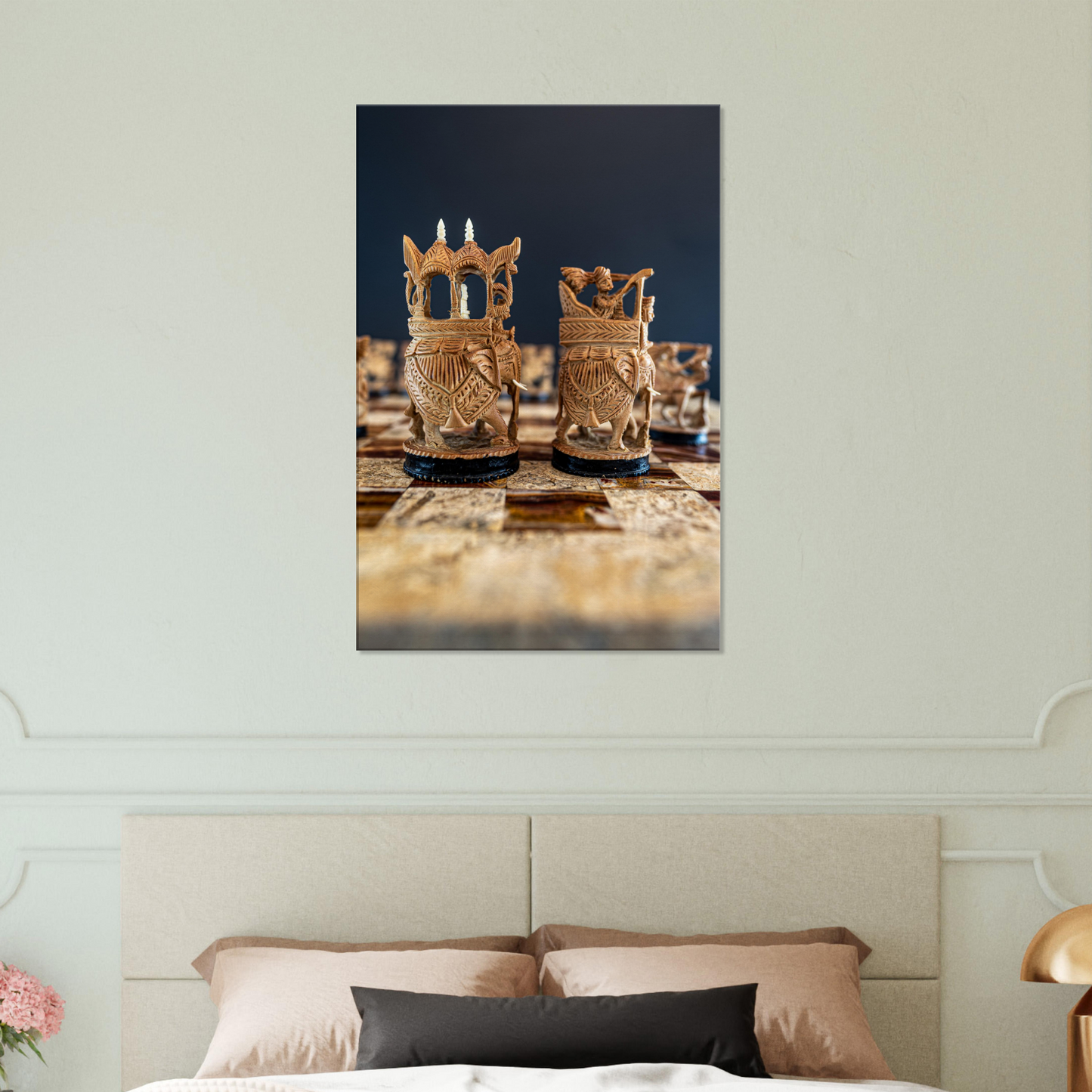 Sandalwood Rajasthan Style Chess Canvas by Istvan Maar Photography - bedroom