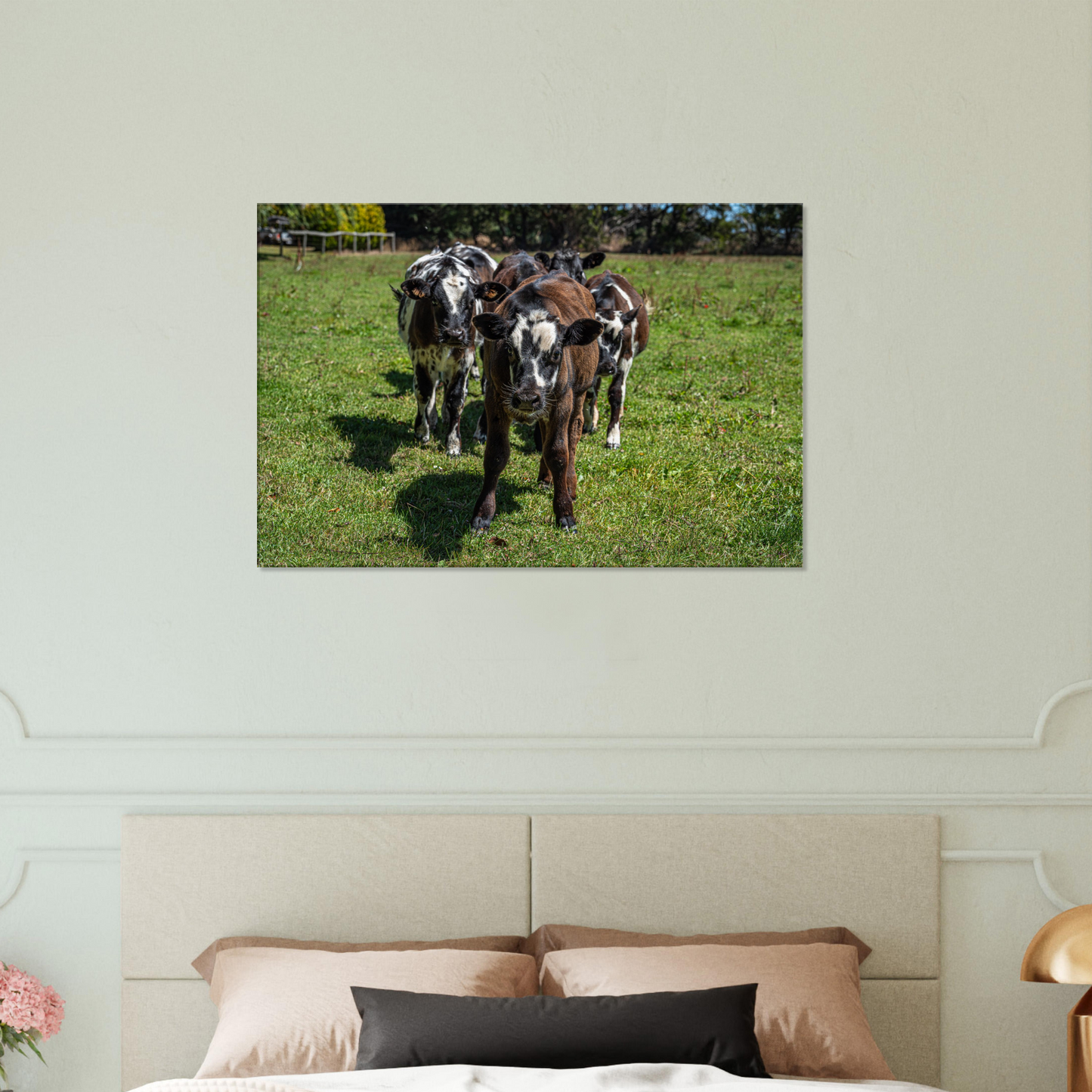 Calves Domestic Animal Canvas Wall Art Photography, Nursery Print, Nursery Animal Wall Decor, Kids Room, Prints, Stretched canvas by Istvan Maar Photography mockup 05