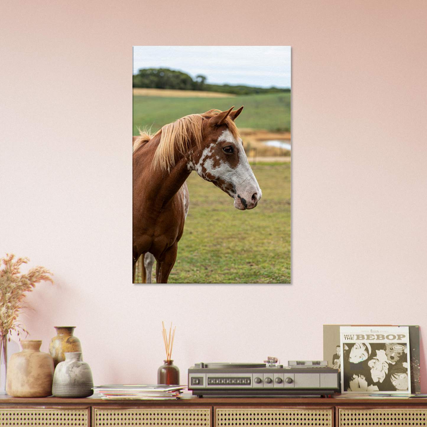 Horse Domestic Animal Canvas Wall Art Photography Nursery Physical Portrait Print Canvas home décor