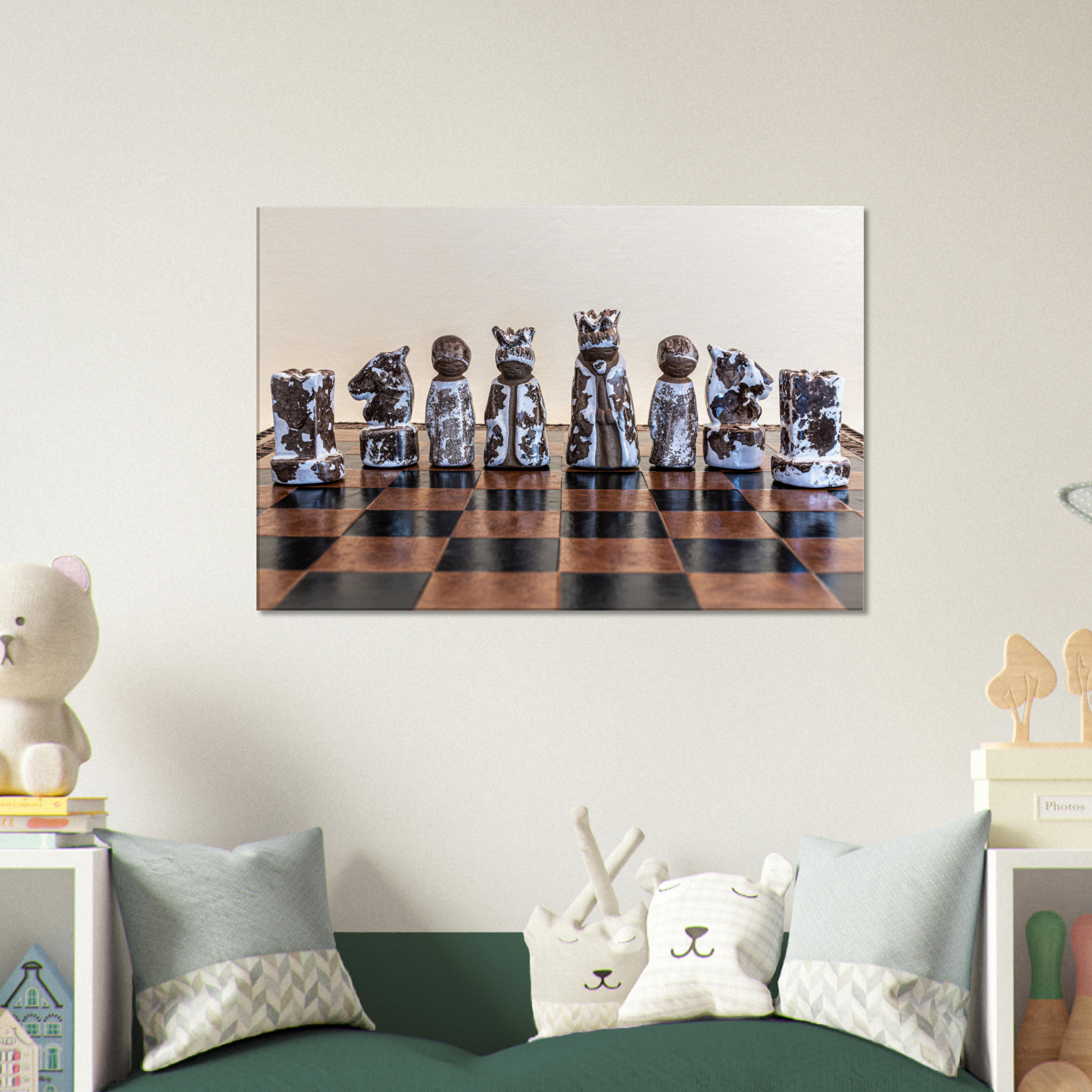 Porcelain chess set stretched canvas by Istvan Maar Photography - in kids room