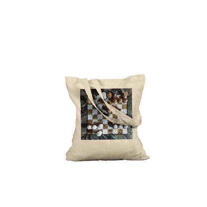 Carved from the Earth marble chess set tote bag — Premium Black