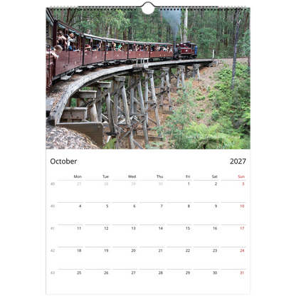 2027 Train Wall Calendar – lifestyle wall display in home interior