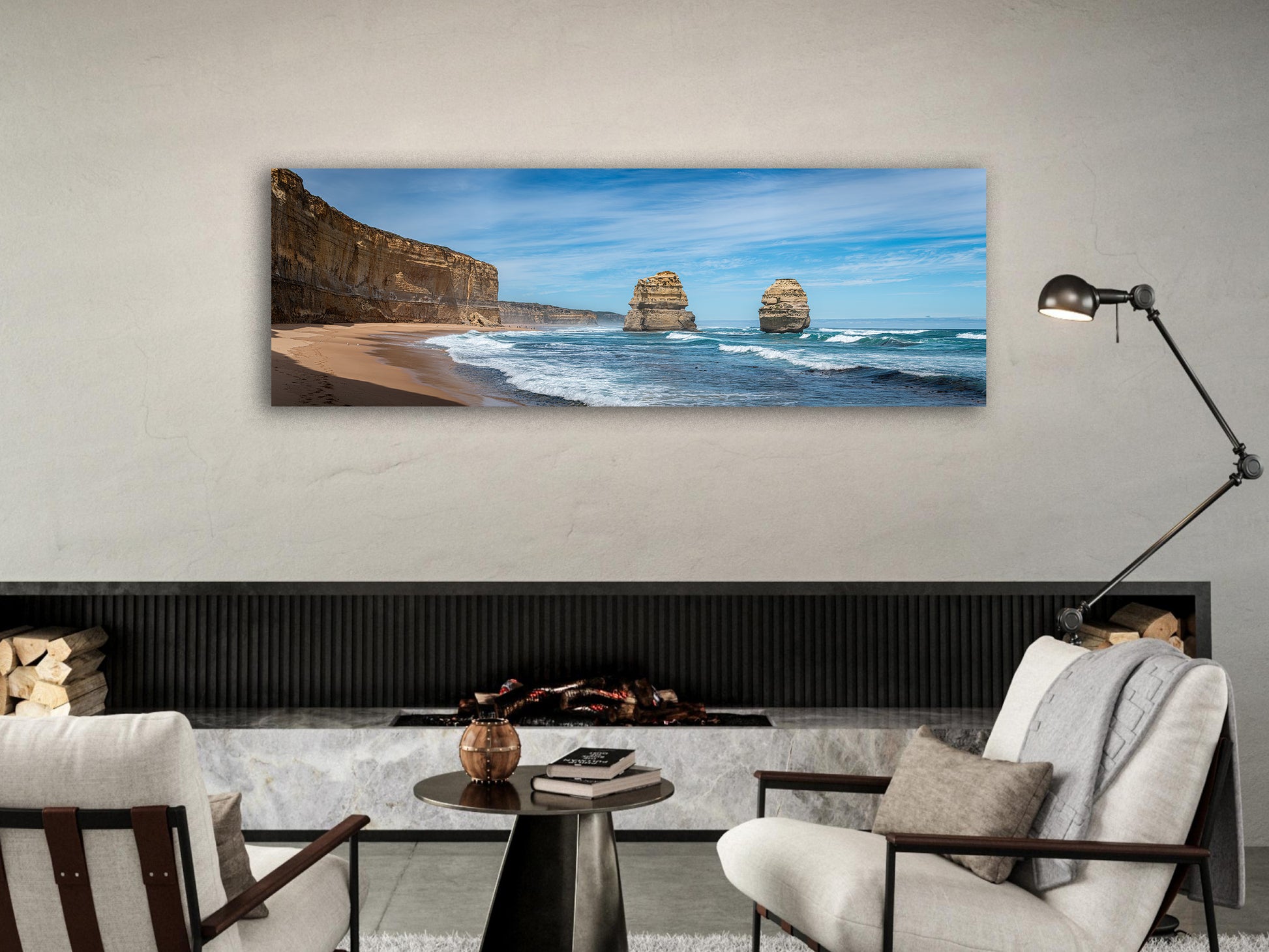 Stretched canvas taken on Great Ocean Road by Istvan Maar Photography in family room.