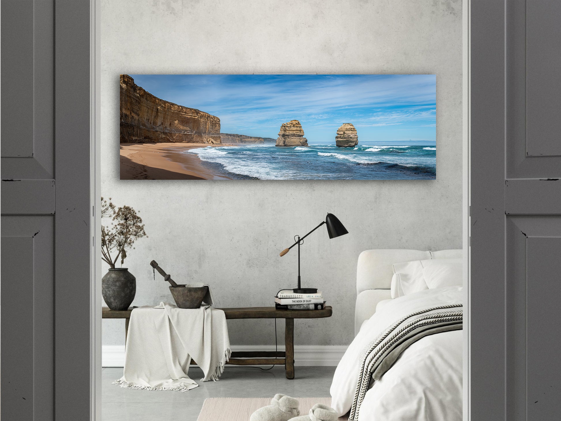 Stretched canvas taken on Great Ocean Road by Istvan Maar Photography in bedroom.