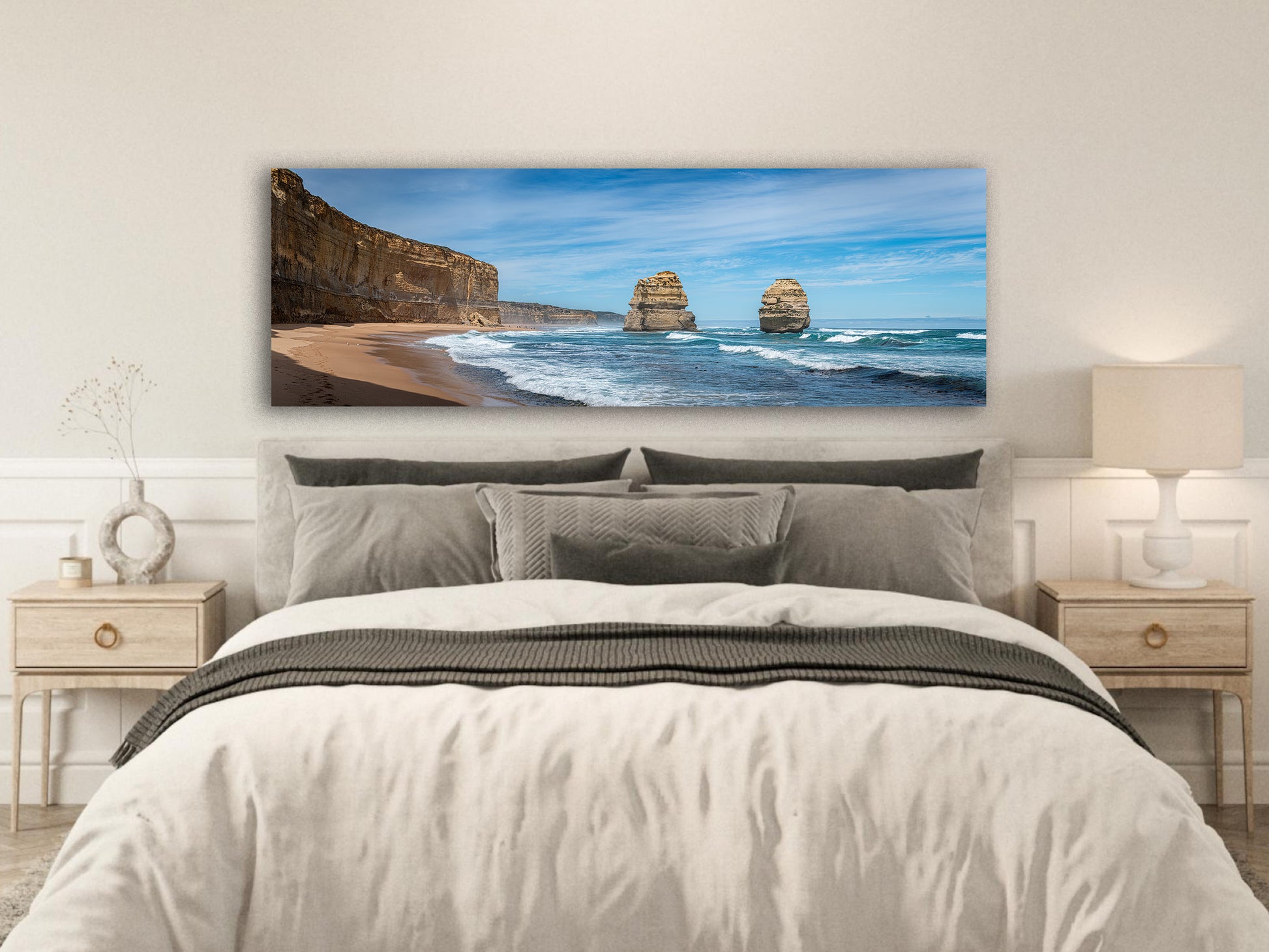 Stretched canvas taken on Great Ocean Road by Istvan Maar Photography on bedroom wall.