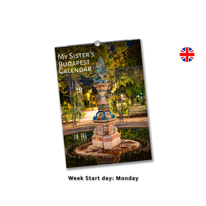 Budapest Travel Wall Calendar by Istvan Maar Photography on English week starts on Monday