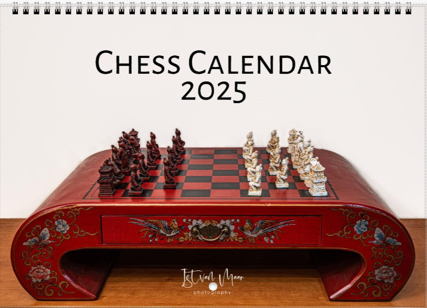 Chess Wall Calendar by Istvan Maar Photography - English, A4 Horizontal - Week start by Saturday