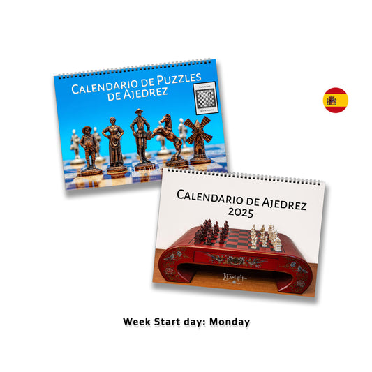 2025 Chess Wall Calendar Bundle | A4 Horizontal | Spanish | Week Starts Monday | 2 Calendars | D