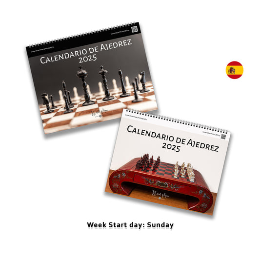 2025 Chess Wall Calendar Bundle | LT Horizontal | Spanish | Week Starts Sunday | 2 Calendars | A