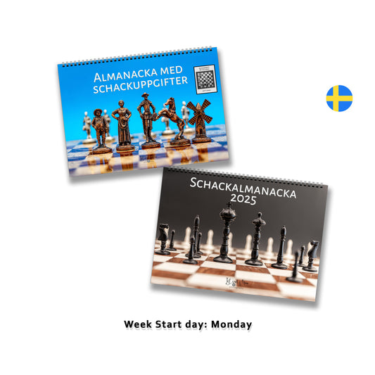 2025 Chess Wall Calendar Bundle | A4 Horizontal | Swedish | Week Starts Monday | 2 Calendars | D