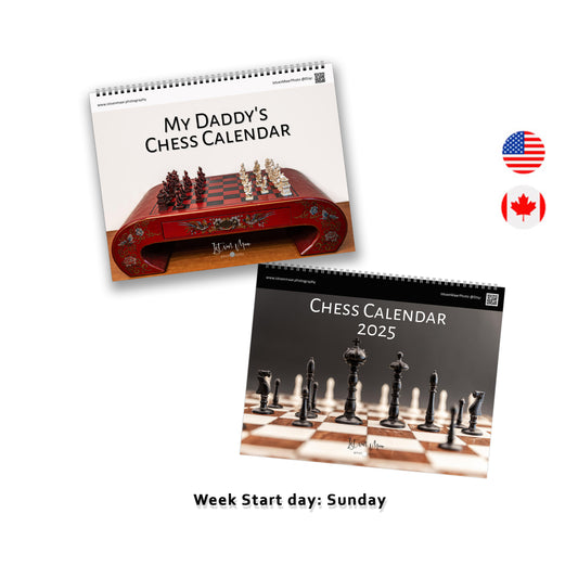 Personalised Chess Wall Calendar Bundle | LT Horizontal | English | Week Starts Sunday | 2 Calendars | A