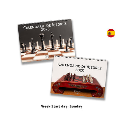 2025 Chess Wall Calendar Bundle | A4 Horizontal | Spanish | Week Starts Sunday | 2 Calendars | A