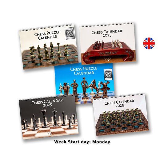 2025 Chess Wall Calendar Bundle | A4 Horizontal | English | Week Starts Monday | 5 Calendars