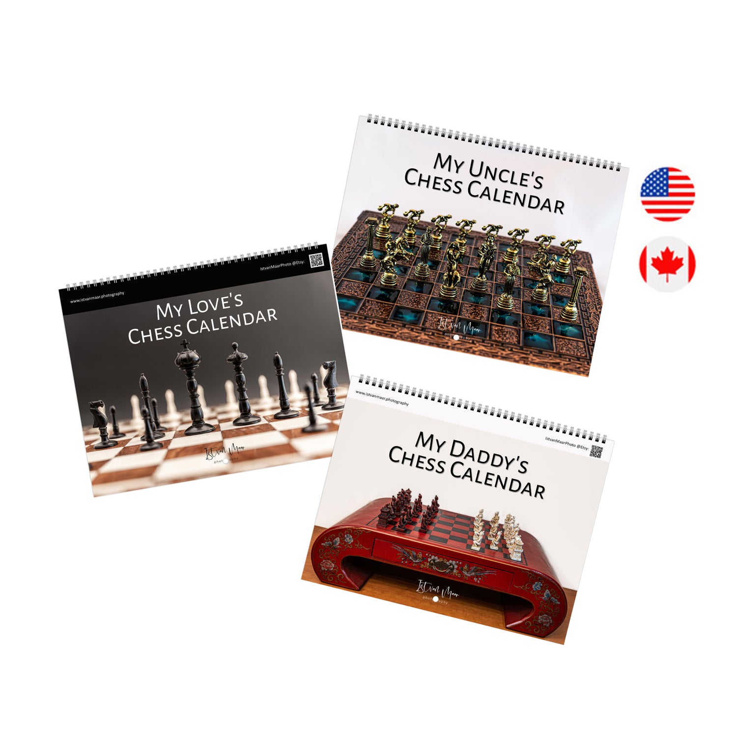 Unique Personalised Chess Calendar bundle by Istvan Maar Photography for US & canada market