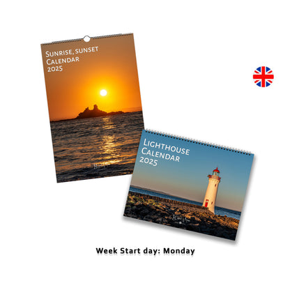 2025 Coastal Wall Calendar Bundle | A4 & A3 | English | Week Starts Monday | 2 Calendars | G