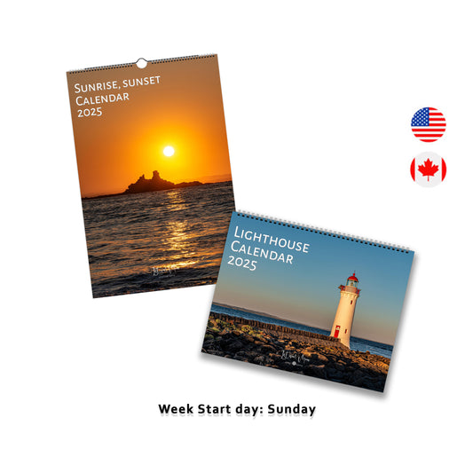 2025 Coastal Wall Calendar Bundle English Sunday  | LT & Ledger | 2 Calendars | G