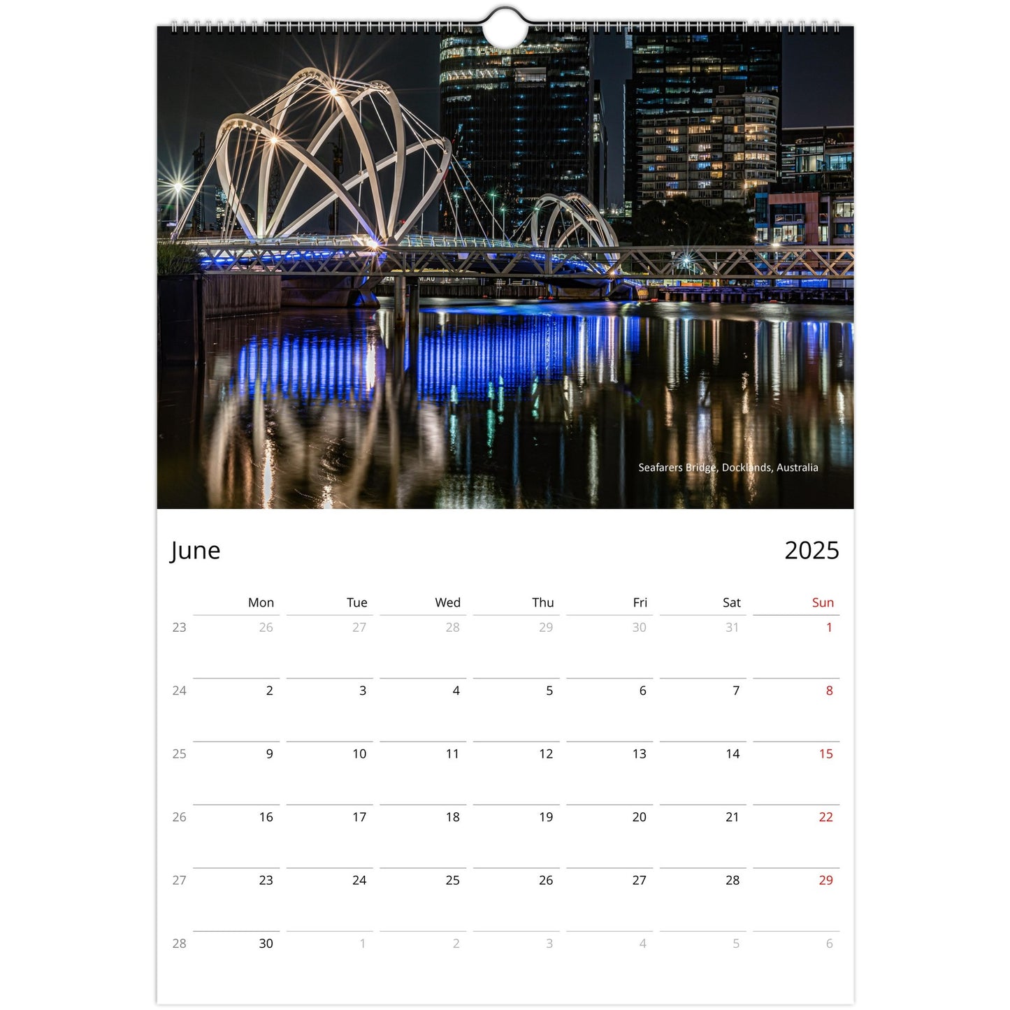 2025 architecture calendar by Istvan Maar Photography - Docklands bridge