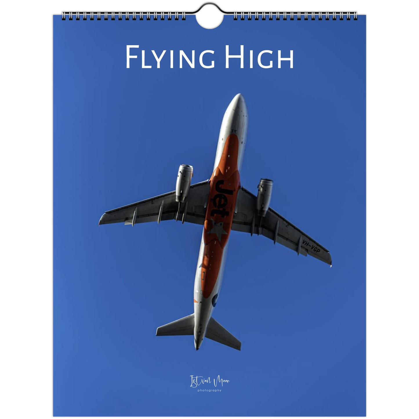 Jetstar plane landing on Tullamarine airport. Aviation wall calendar cover. Available in A4, A3, LT US and Ledger US sizes from Istvan Maar Photography.