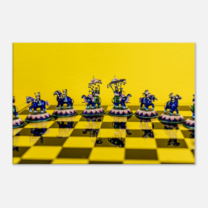 Enamel Chess Set stretched canvas wall art – front view by Istvan Maar Photography