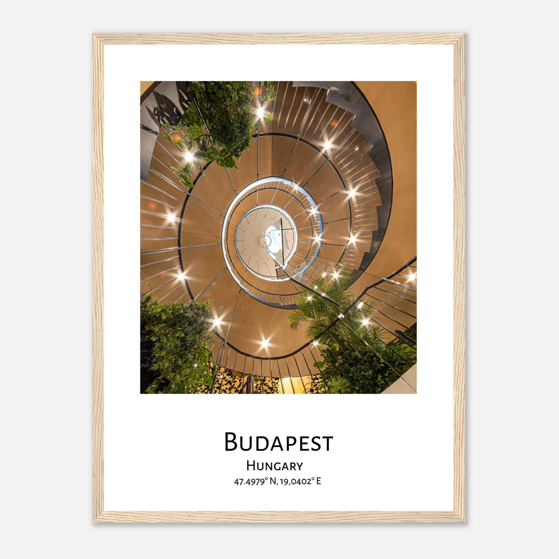 Personalised framed House of Music poster in Budapest - wood frame - close-up