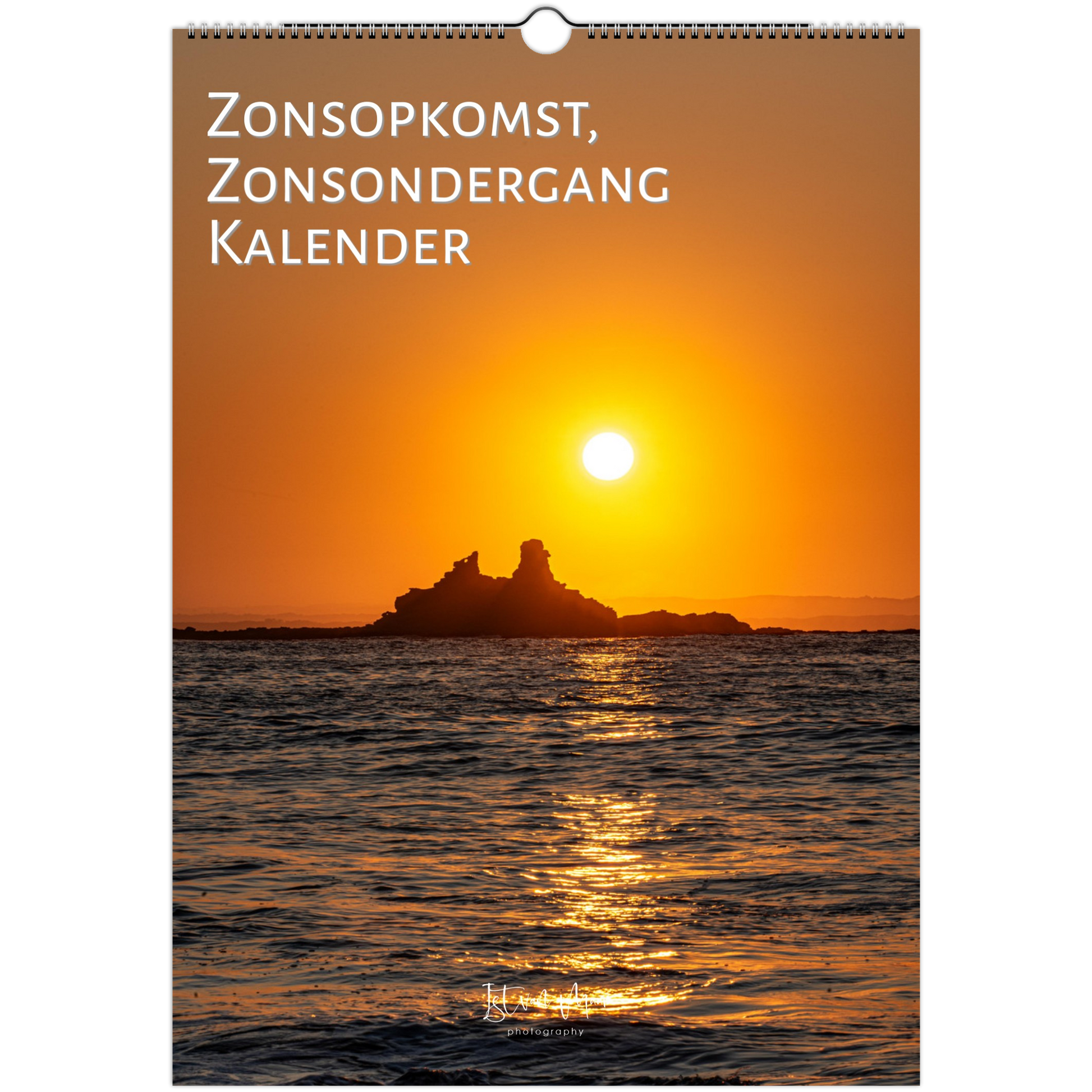 Cover page of Sunrise and sunset monthly wall calendar by Istvan Maar Photography in Dutch Week starts on Monday