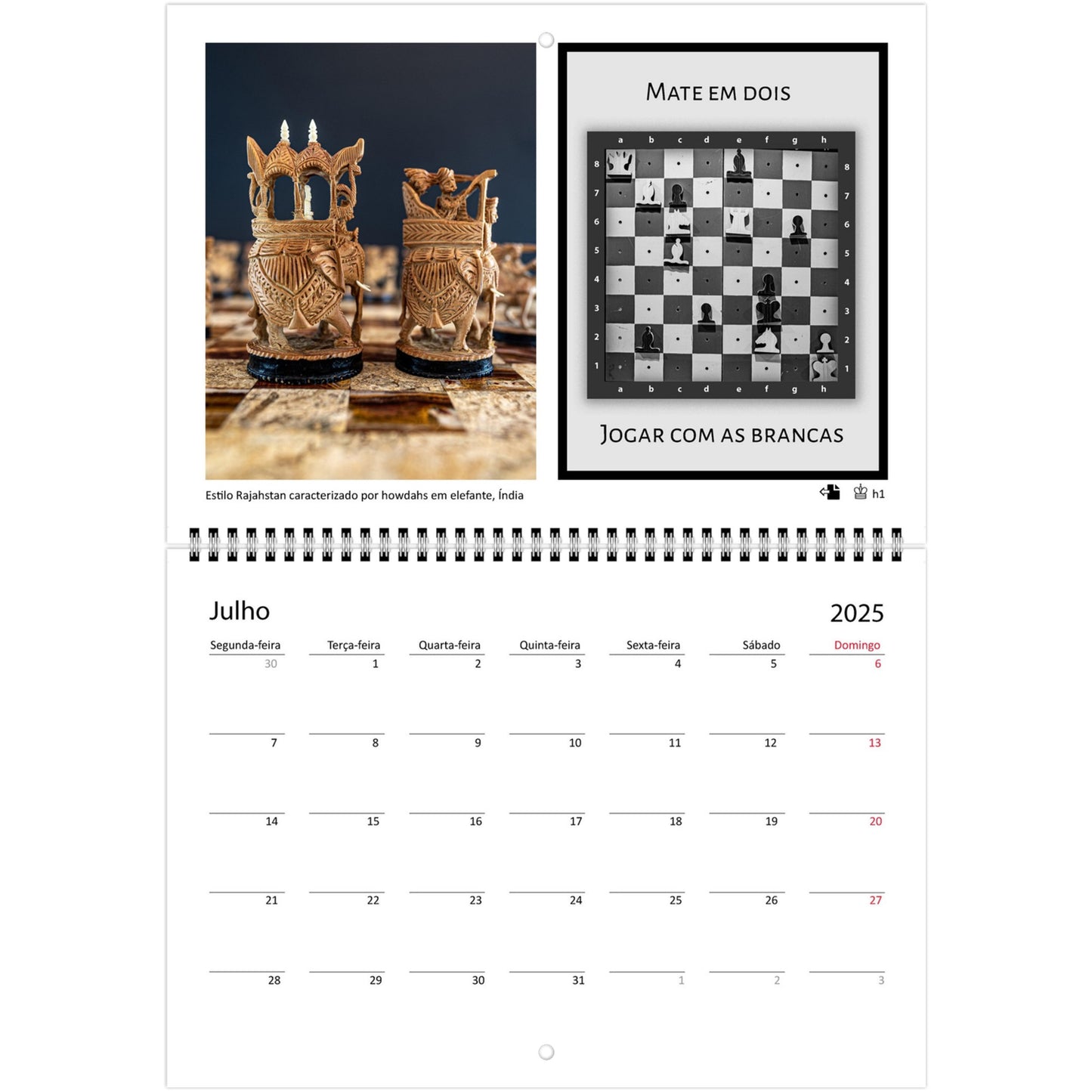 2025 Chess Wall Calendar by Istvan Maar Photography featuring stunning global chess set images and challenging puzzles.