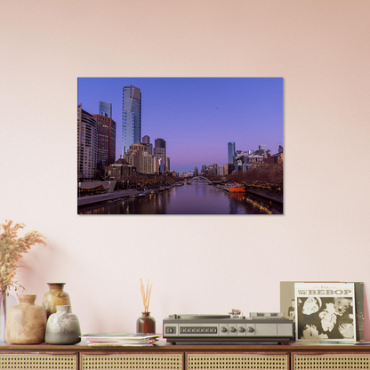 Melbourne Cityscape Pink Poster Canvas by Istvan Maar Photography - man cave