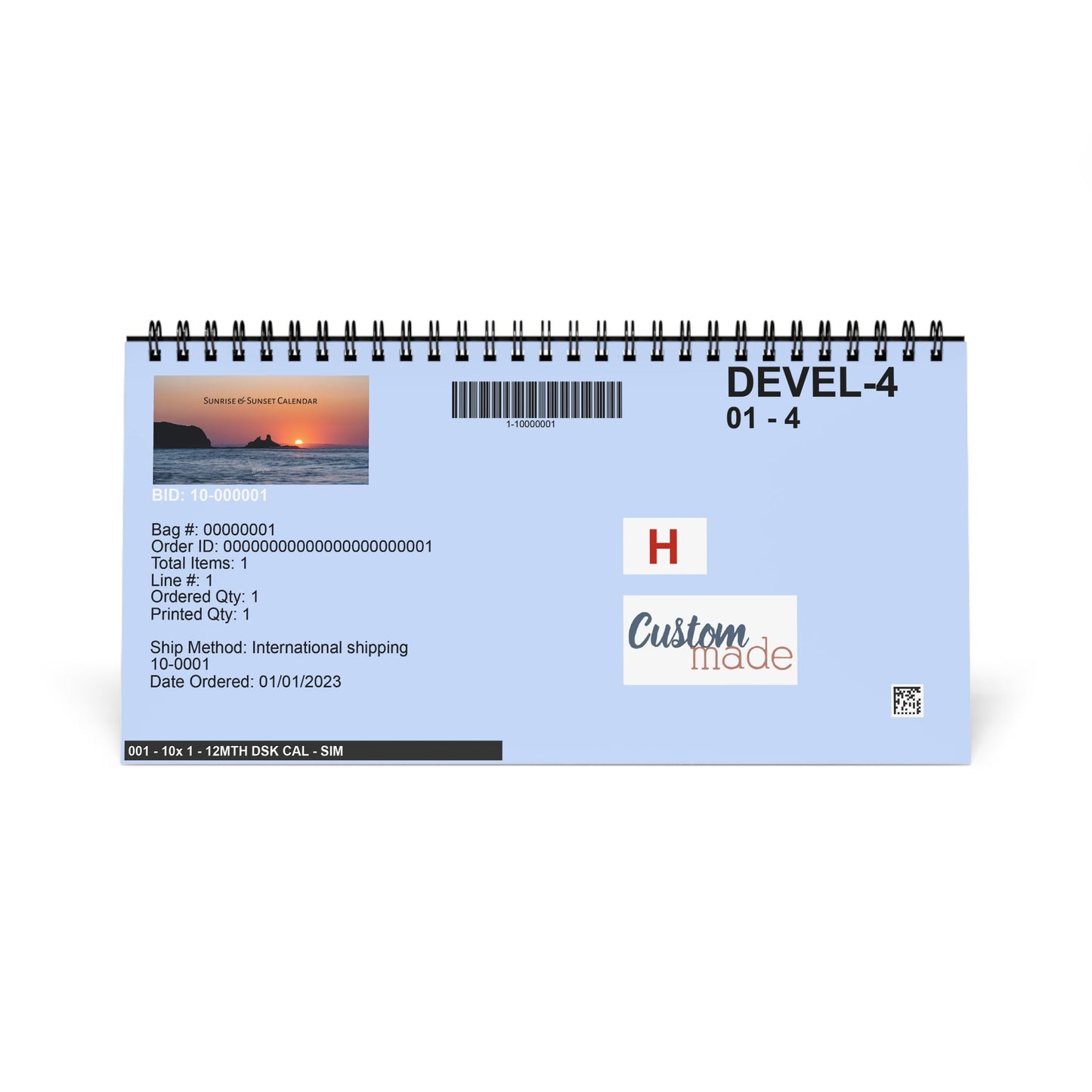 2027 Personalised Sunrise & Sunset Desk Calendar | US & CA