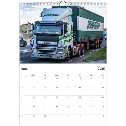 2027 Trucks Wall Calendar – photography detail of trucks on the road
